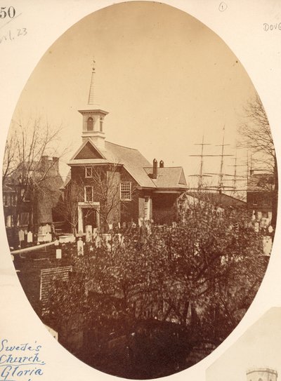 Gloria Dei (Old Swedes) Kirche, Swanson Street nahe Christian, Philadelphia, PA, 1854 von American Photographer